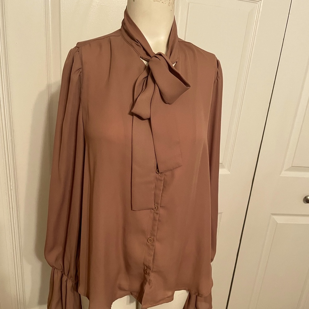 Long sleeve silky blouse